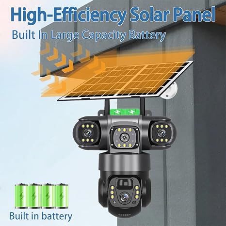 15 MPV380 Pro Solar Triple Lens PTZ CCTV Camera – Wireless Outdoor Security Camera