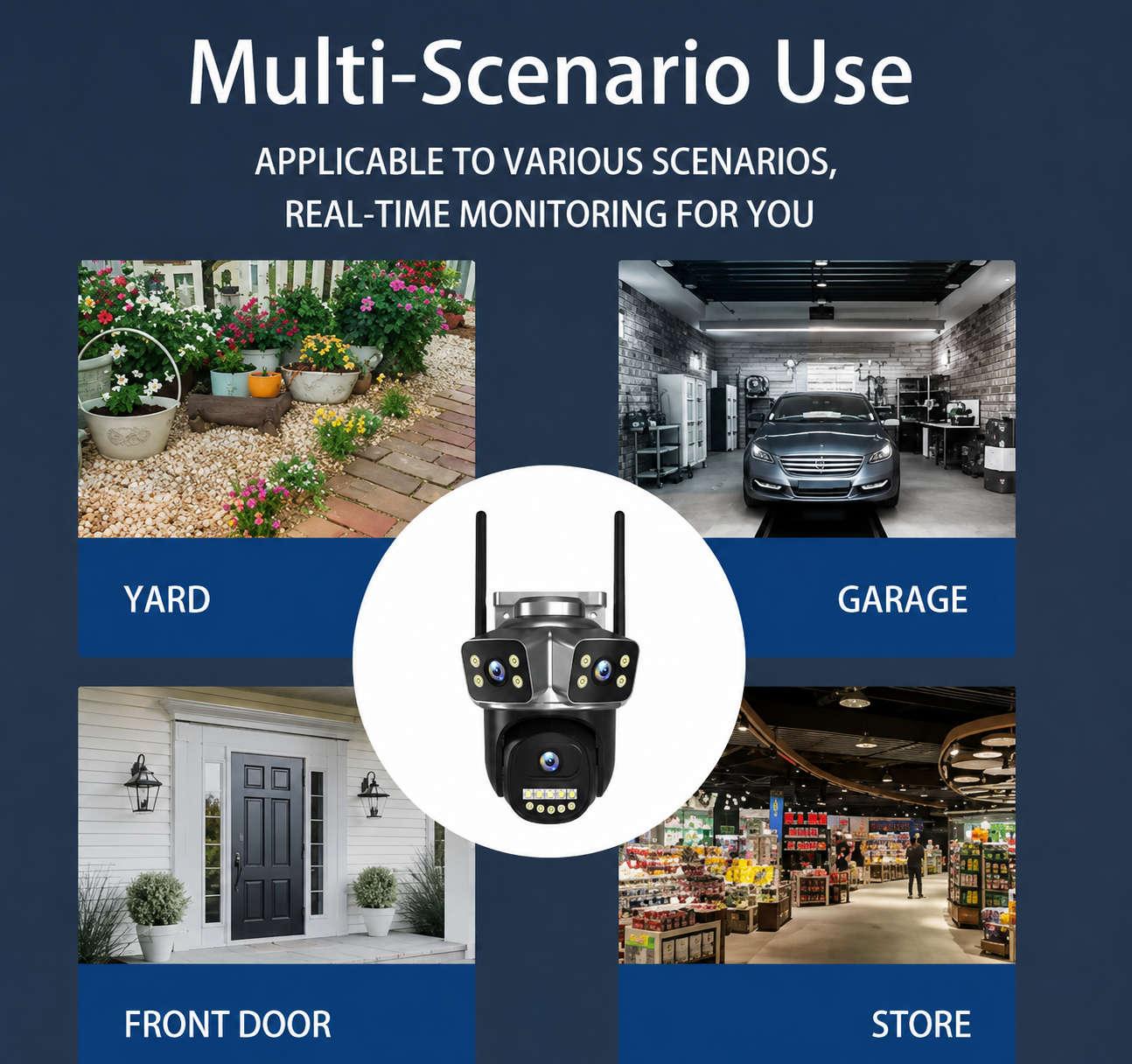 25 Ultra HD 12MP (4+4+4) 4K Smart IP Camera Triple Lens 10x Zoom & 2 Lens 4 MP 360° PTZ Outdoor Wireless CCTV Waterproof Night Vision & Motion Detection Two-Way Audio Communication Security for Shops, Homes & Warehouses (Copy)