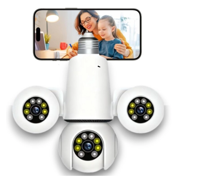 Sentinal Triple Lens 12MP Indoor WiFi Security Camera – 360° Wireless E27 Bulb CCTV Camera (Copy)