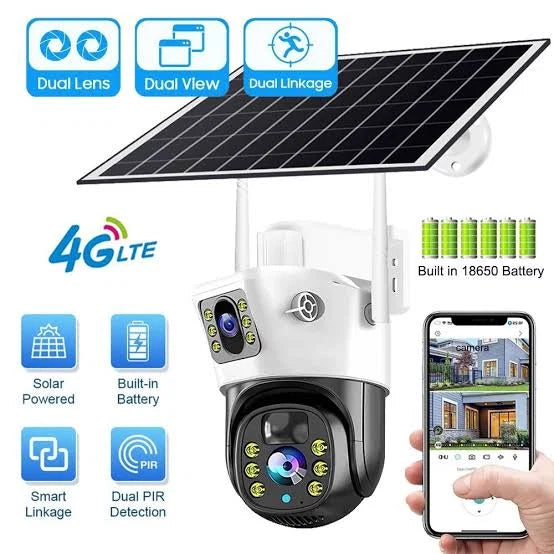 Sentinal 8MP 4G SIM Solar Dual-Lens PTZ Outdoor CCTV Camera – 360° Security Camera