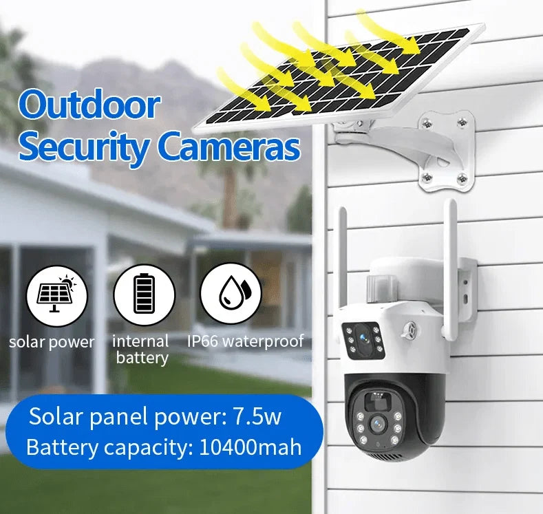 Sentinal 8MP 4G SIM Solar Dual-Lens PTZ Outdoor CCTV Camera – 360° Security Camera