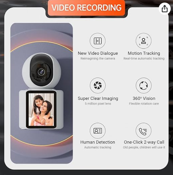 NEW 5mp Video Calling WIFI HD Camera, One Click Video Call Camera Night Vision Motion Detection Home Surveillance FOR BEST GIFT