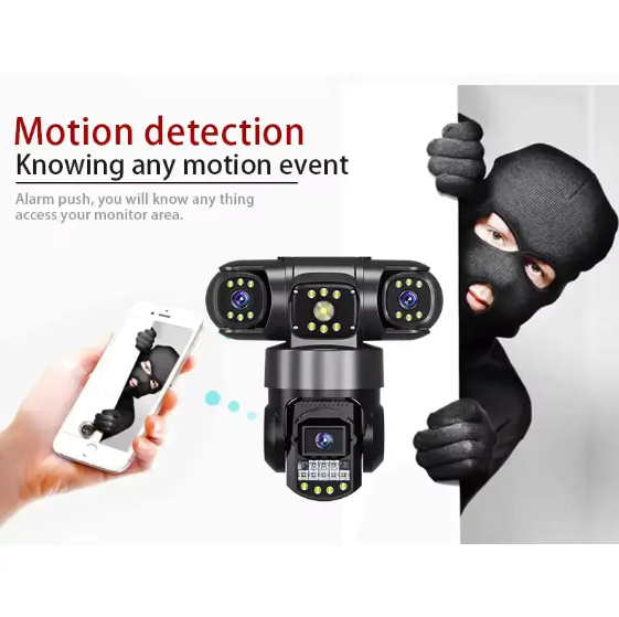 25 Ultra HD 12MP (4+4+4) 4K Smart IP Camera Triple Lens 10x Zoom & 2 Lens 4 MP 360° PTZ Outdoor Wireless CCTV Waterproof Night Vision & Motion Detection Two-Way Audio Communication Security for Shops, Homes & Warehouses